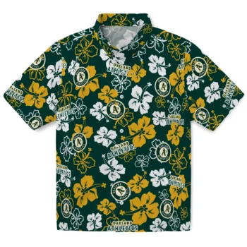 oakland athletics hibiscus bloom green hawaiian shirts best selling