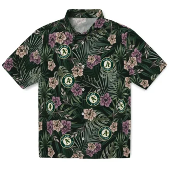 oakland athletics hibiscus leaves pattern green hawaiian shirts best selling