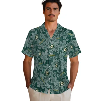 oakland athletics hibiscus oasis green hawaiian shirts fashion forward