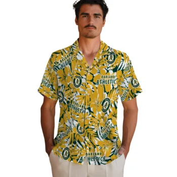 oakland athletics hibiscus overlay hawaiian shirts fashion forward