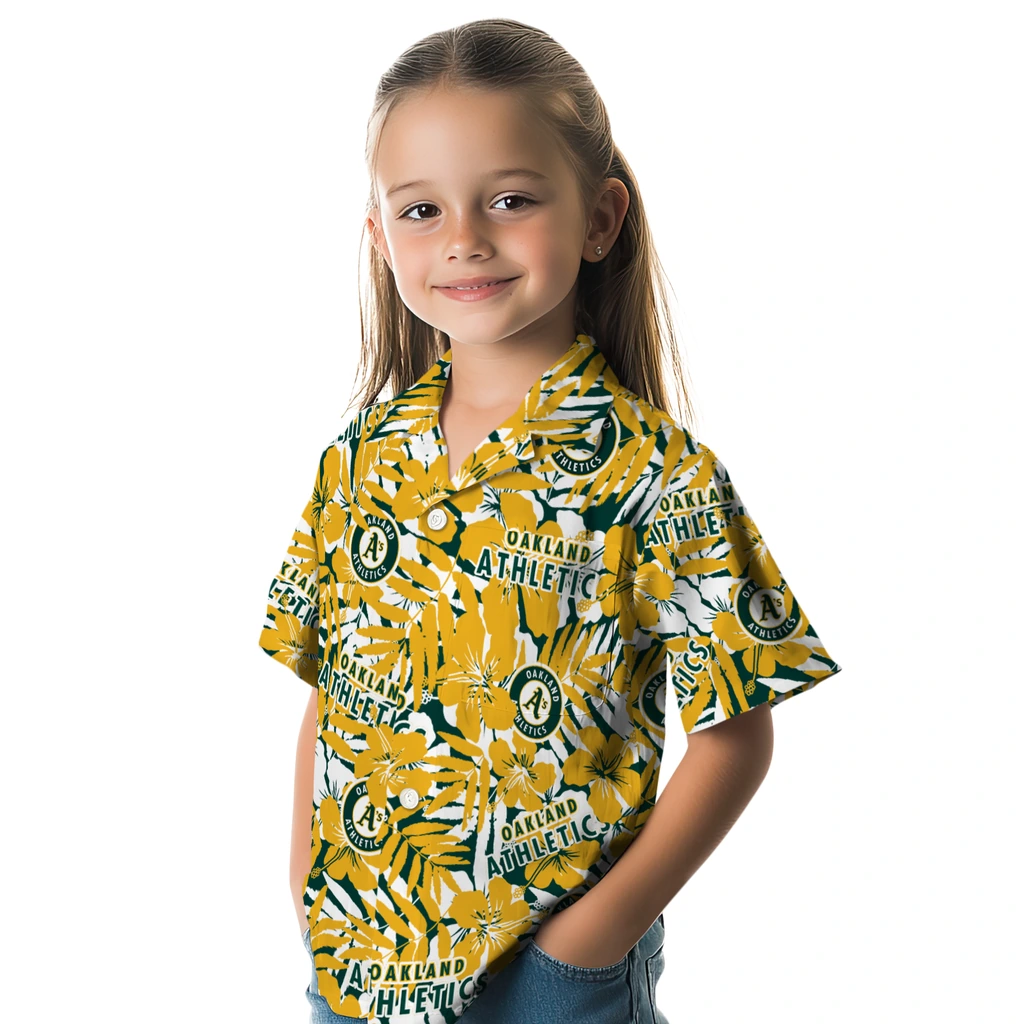 Oakland Athletics Hawaiian Shirt - Hibiscus Overlay oakland athletics hibiscus overlay hawaiian shirts premium grade