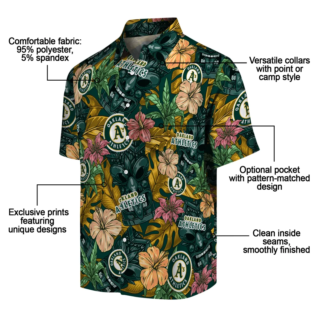 Oakland Athletics Hawaiian Shirt - Hibiscus Tiki Jungle oakland athletics tiki jungle green hawaiian shirts new arrival
