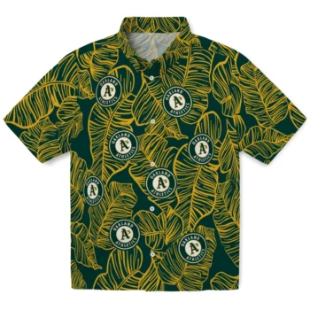oakland athletics leaf outline green hawaiian shirts best selling