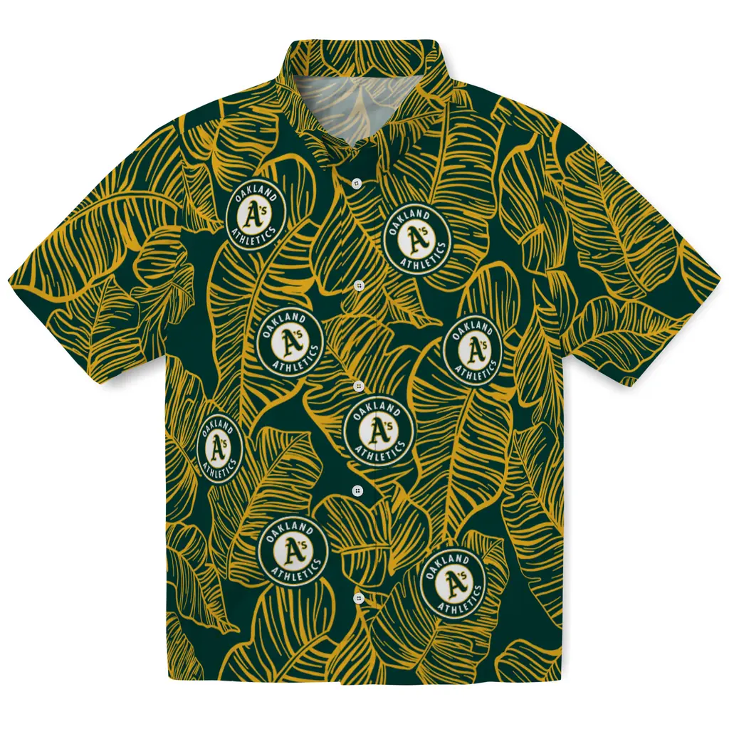 Oakland Athletics Hawaiian Shirt - Leaf Outline oakland athletics leaf outline green hawaiian shirts best selling