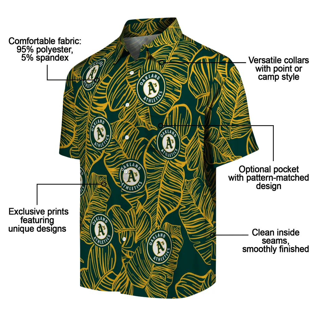 Oakland Athletics Hawaiian Shirt - Leaf Outline oakland athletics leaf outline green hawaiian shirts new arrival