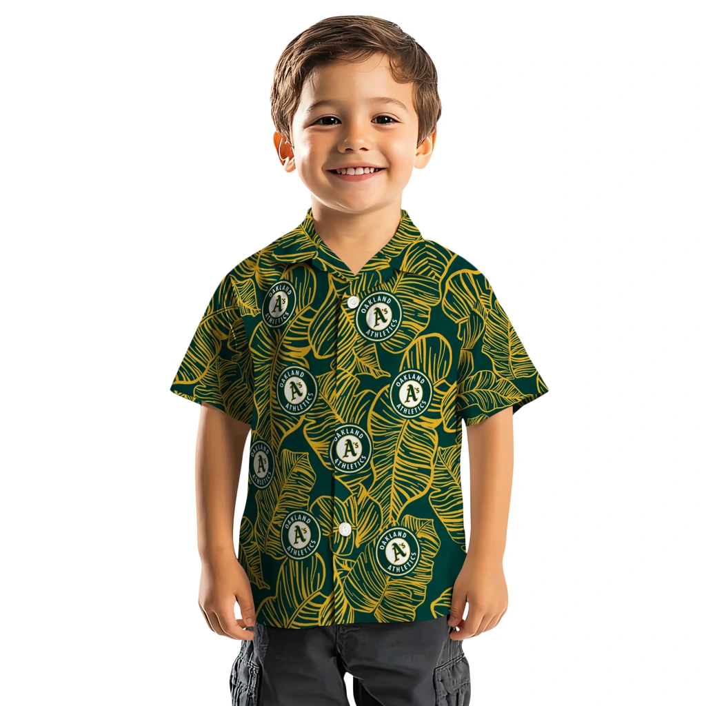Oakland Athletics Hawaiian Shirt - Leaf Outline oakland athletics leaf outline green hawaiian shirts top rated