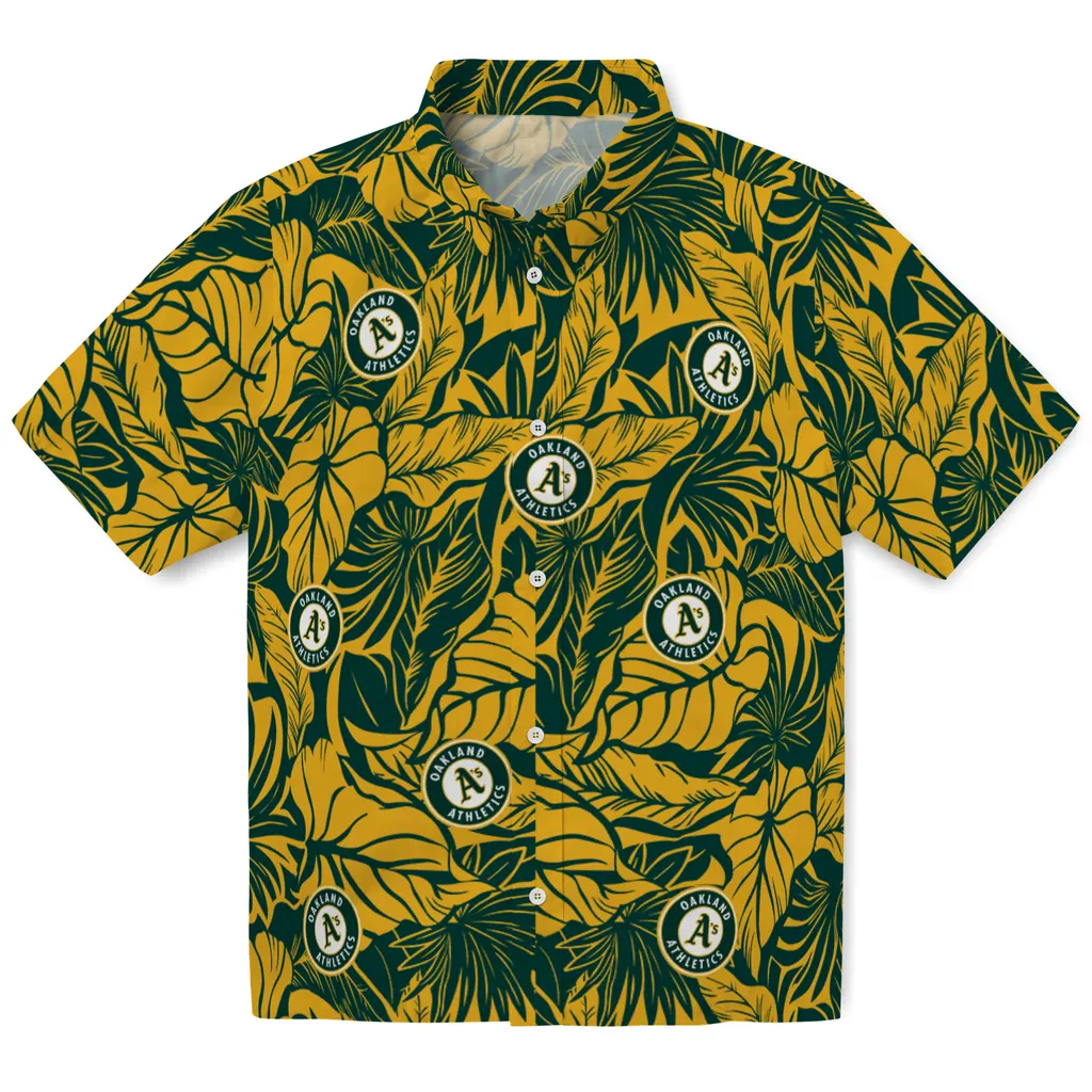 Oakland Athletics Hawaiian Shirt - Monstera Layer oakland athletics monstera layer green hawaiian shirts best selling