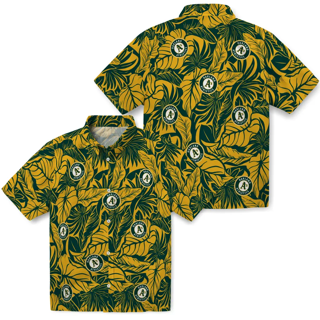 Oakland Athletics Hawaiian Shirt - Monstera Layer oakland athletics monstera layer green hawaiian shirts high quality