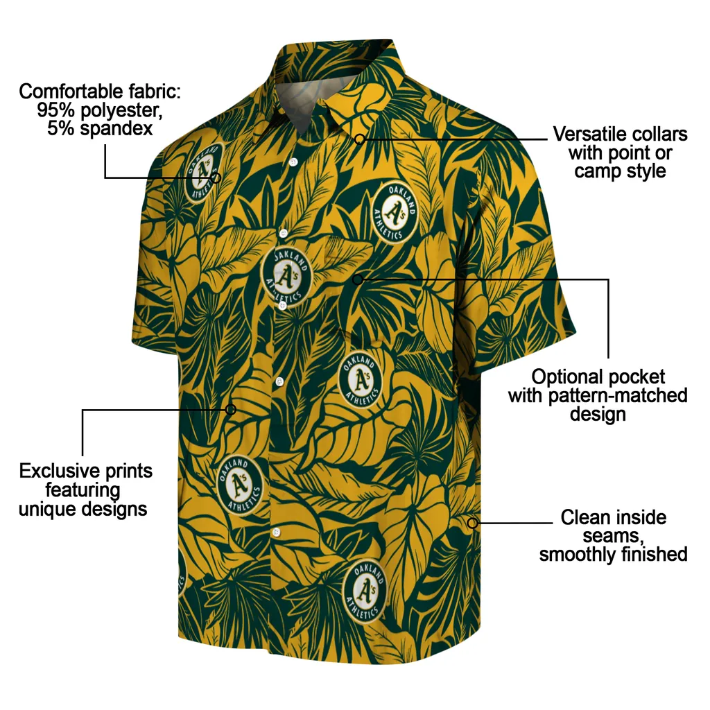 Oakland Athletics Hawaiian Shirt - Monstera Layer oakland athletics monstera layer green hawaiian shirts new arrival