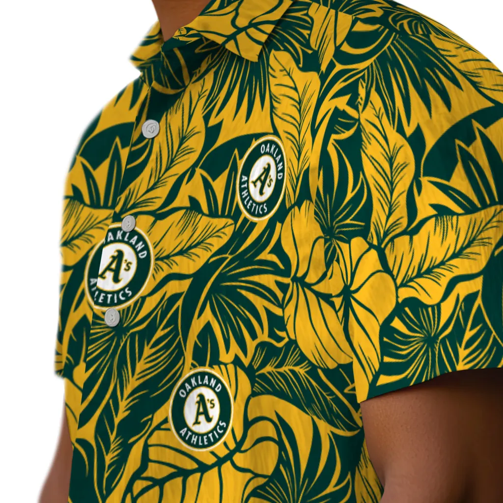 Oakland Athletics Hawaiian Shirt - Monstera Layer oakland athletics monstera layer green hawaiian shirts trendy