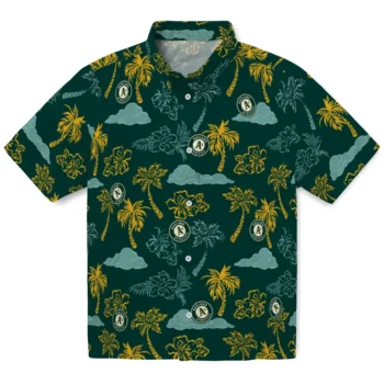 oakland athletics palm and clouds green hawaiian shirts best selling