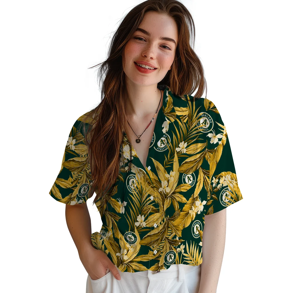 Oakland Athletics Hawaiian Shirt - Palm Leaves oakland athletics palm leaves green hawaiian shirts latest model