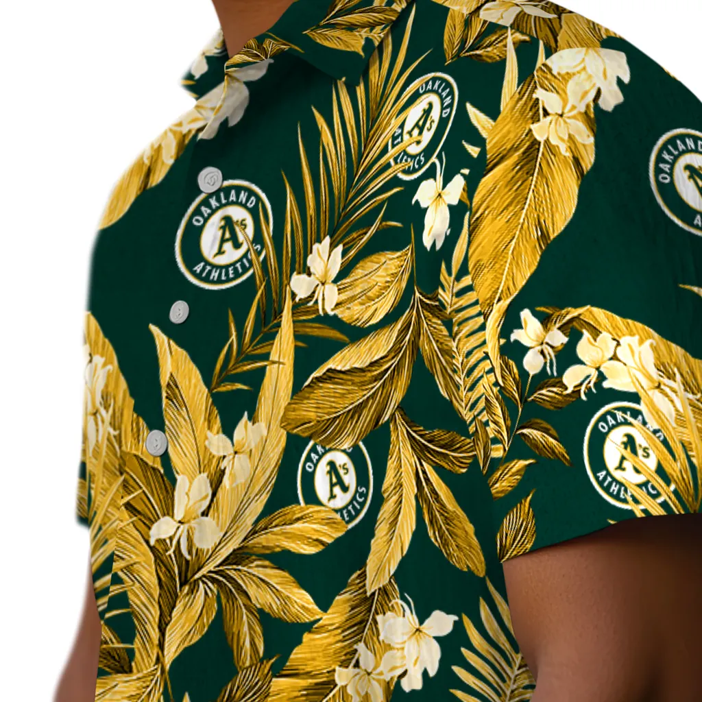Oakland Athletics Hawaiian Shirt - Palm Leaves oakland athletics palm leaves green hawaiian shirts trendy
