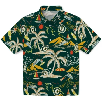 oakland athletics palm tree island green hawaiian shirts best selling