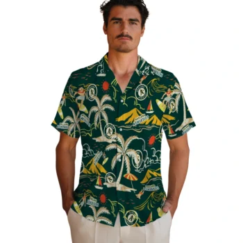 oakland athletics palm tree island green hawaiian shirts fashion forward