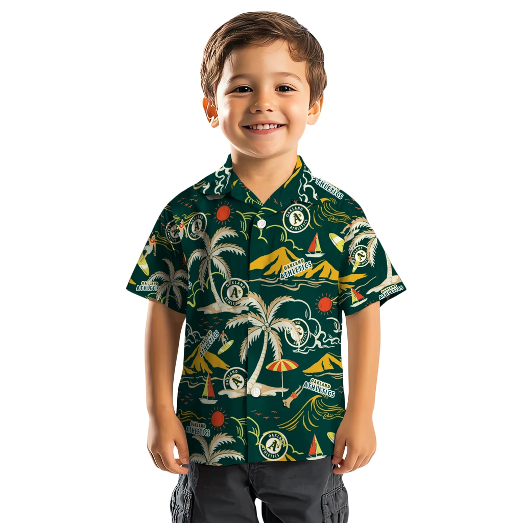 Oakland Athletics Hawaiian Shirt - Palm Tree Island oakland athletics palm tree island green hawaiian shirts top rated