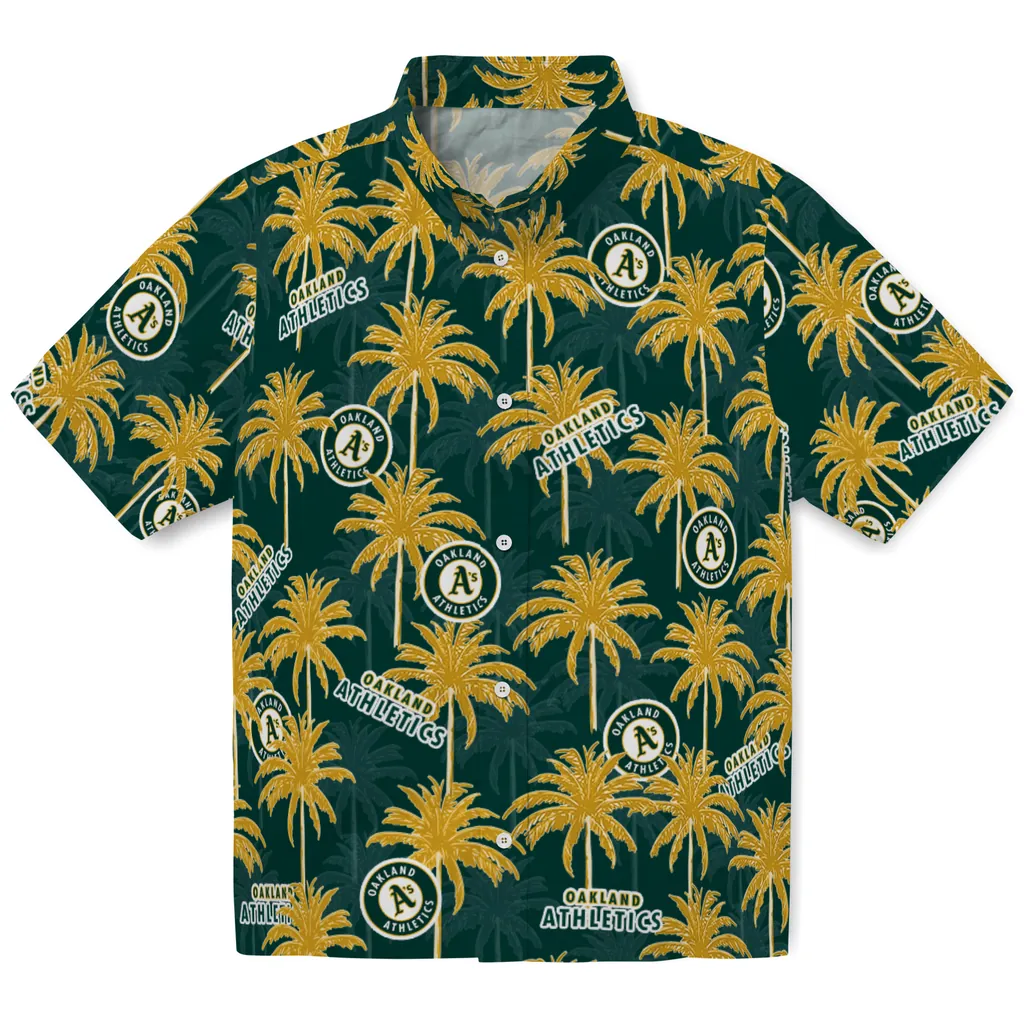 Oakland Athletics Hawaiian Shirt - Palm Tree Motif oakland athletics palm grove green hawaiian shirts best selling