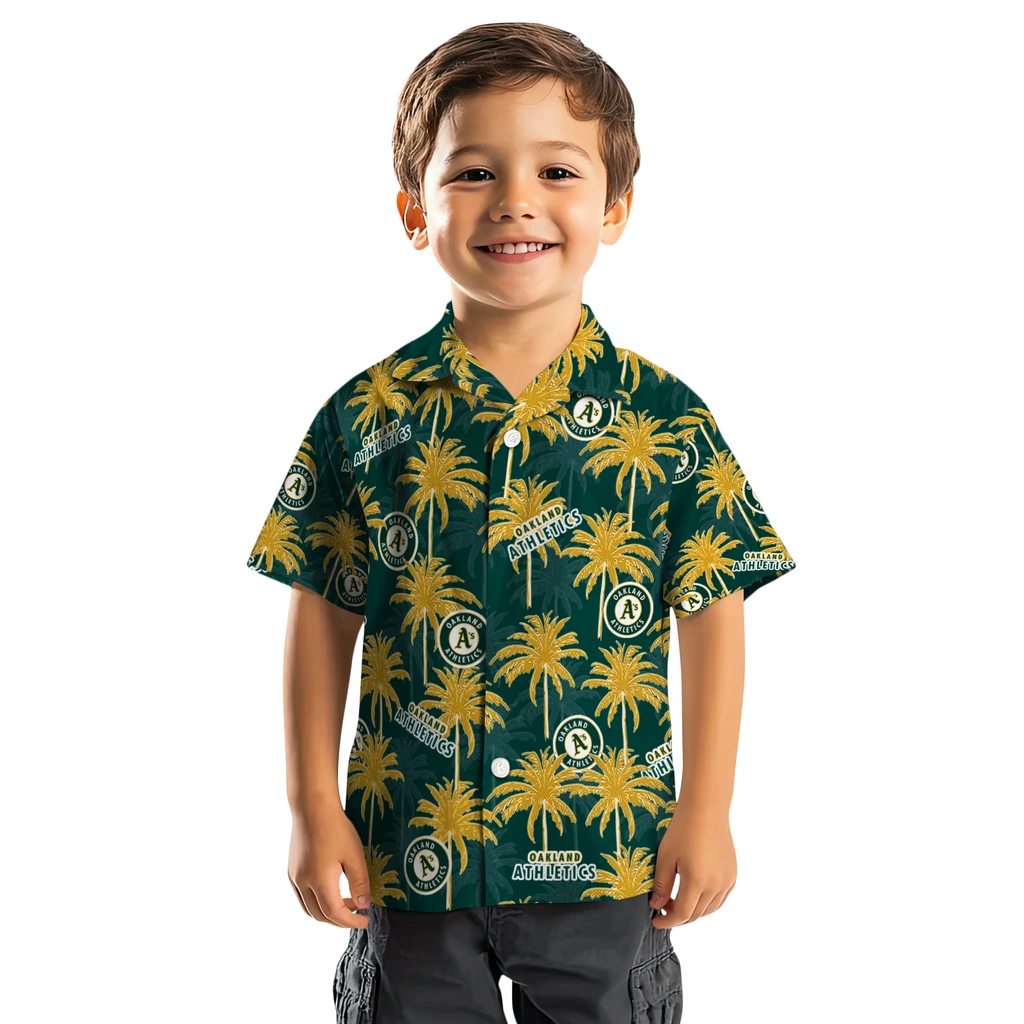 Oakland Athletics Hawaiian Shirt - Palm Tree Motif oakland athletics palm grove green hawaiian shirts top rated