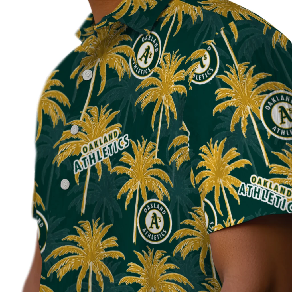 Oakland Athletics Hawaiian Shirt - Palm Tree Motif oakland athletics palm grove green hawaiian shirts trendy