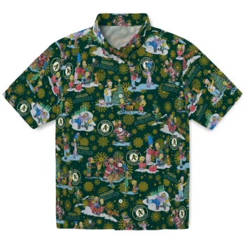 oakland athletics simpsons christmas green hawaiian shirts best selling