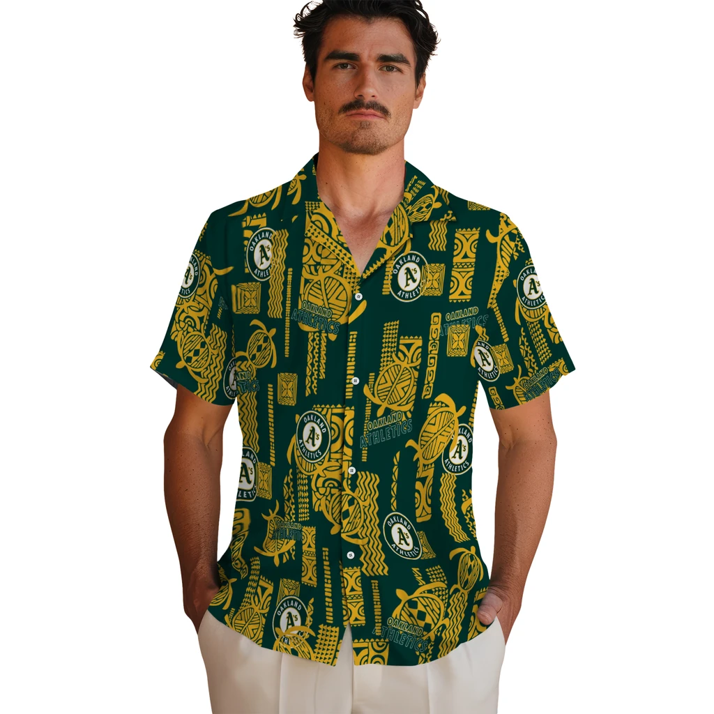 Oakland Athletics Hawaiian Shirt - Turtle Lines oakland athletics turtle lines green hawaiian shirts fashion forward