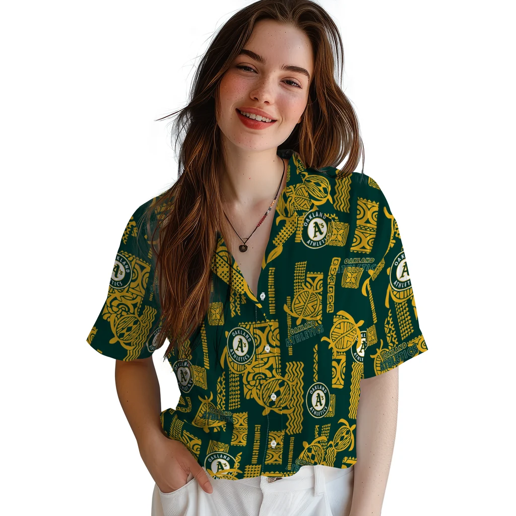 Oakland Athletics Hawaiian Shirt - Turtle Lines oakland athletics turtle lines green hawaiian shirts latest model