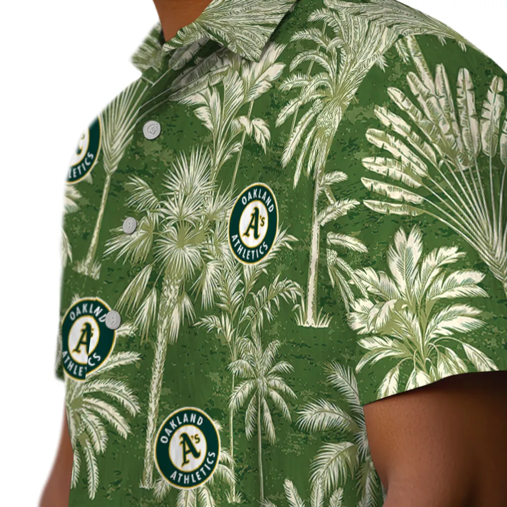Oakland Athletics Hawaiian Shirt - Vintage Palm Tree oakland athletics palm shadows green hawaiian shirts trendy