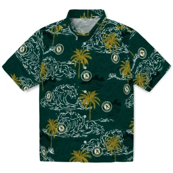 oakland athletics wave palm green hawaiian shirts best selling