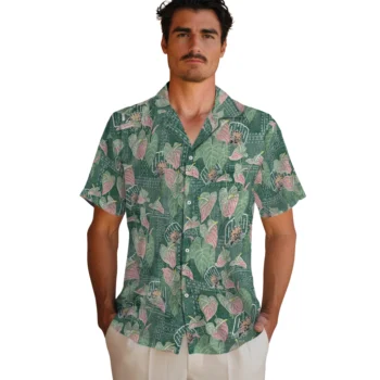 ohio bobcats anthurium overlay green hawaiian shirts fashion forward