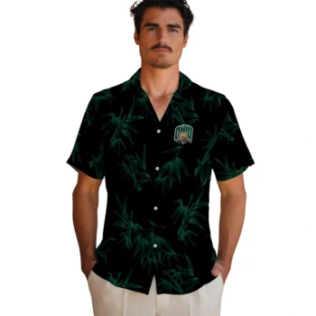 ohio bobcats bamboo branches green black hawaiian shirts fashion forward