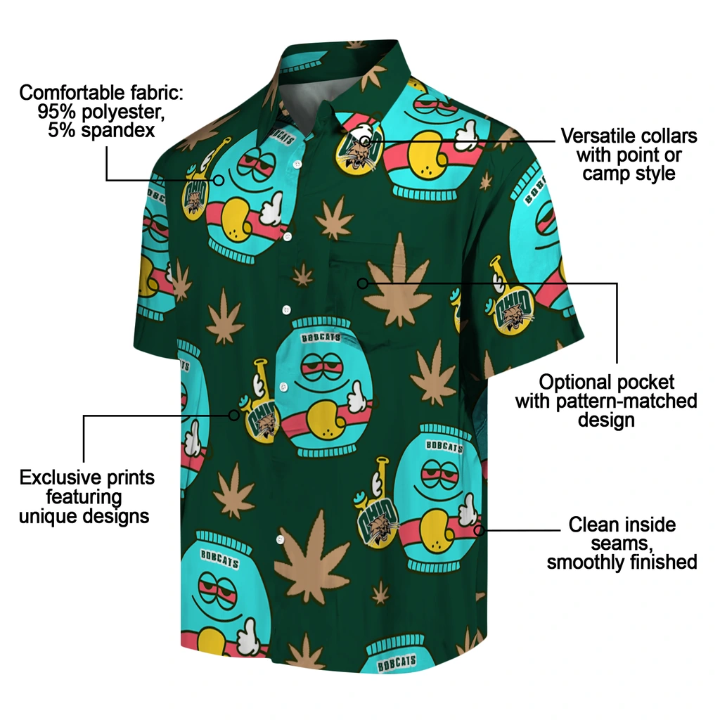 Ohio Bobcats Hawaiian Shirt - Chill Vibe ohio bobcats bong smile green hawaiian shirts new arrival