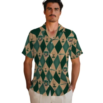 ohio bobcats balloon plaid green hawaiian shirts fashion forward