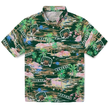 ohio bobcats flamingo retreat green hawaiian shirts best selling