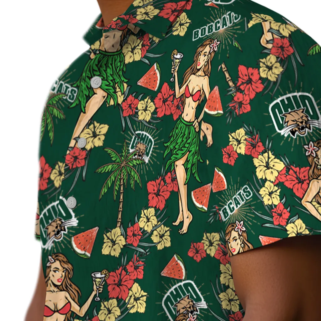 Ohio Bobcats Hawaiian Shirt - Hawaiian Girls Design ohio bobcats hawaiian girls design green hawaiian shirts trendy