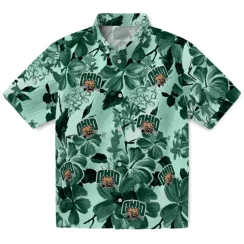 ohio bobcats hibiscus arrangement green hawaiian shirts best selling