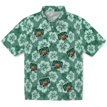 ohio bobcats hibiscus cluster green hawaiian shirts best selling