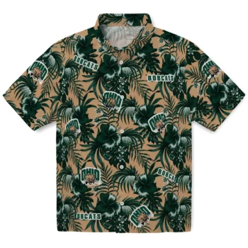 ohio bobcats hibiscus exotic green hawaiian shirts best selling