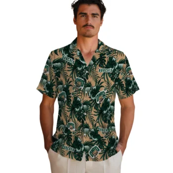ohio bobcats hibiscus exotic green hawaiian shirts fashion forward