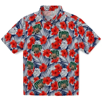 ohio bobcats hibiscus fiesta red royal blue hawaiian shirts best selling
