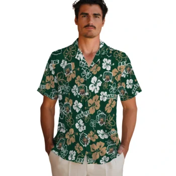 ohio bobcats hibiscus bloom green hawaiian shirts fashion forward