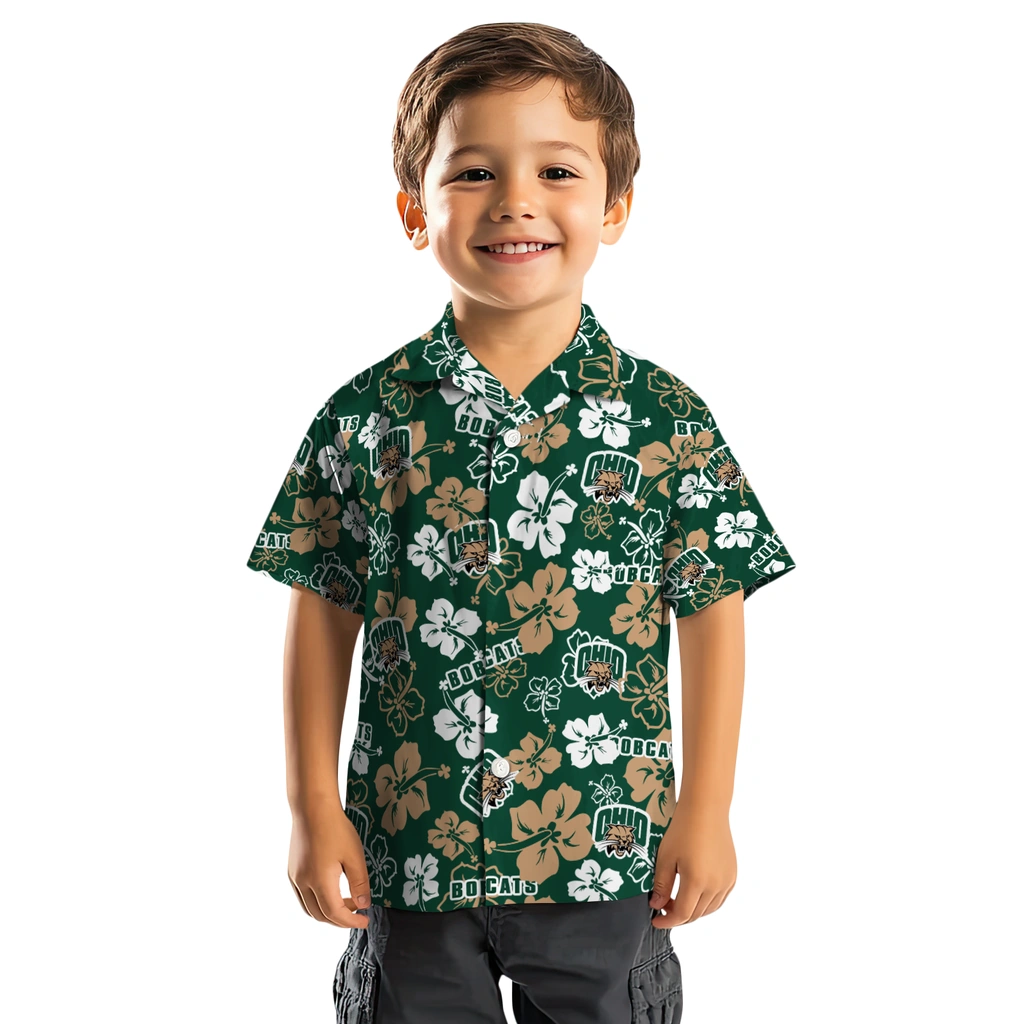 Ohio Bobcats Hawaiian Shirt - Hibiscus Flower Design ohio bobcats hibiscus bloom green hawaiian shirts top rated