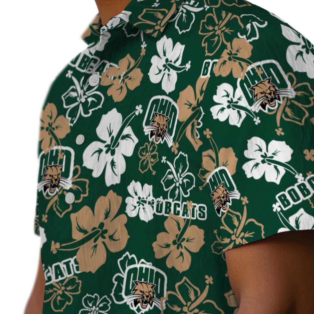 Ohio Bobcats Hawaiian Shirt - Hibiscus Flower Design ohio bobcats hibiscus bloom green hawaiian shirts trendy