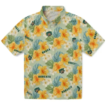 ohio bobcats hibiscus mood pale lime yellow hawaiian shirts best selling