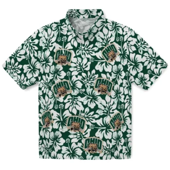 ohio bobcats hibiscus motif green white hawaiian shirts best selling