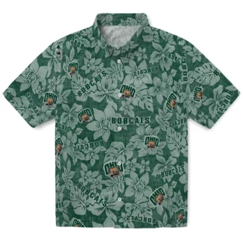 ohio bobcats hibiscus oasis green hawaiian shirts best selling