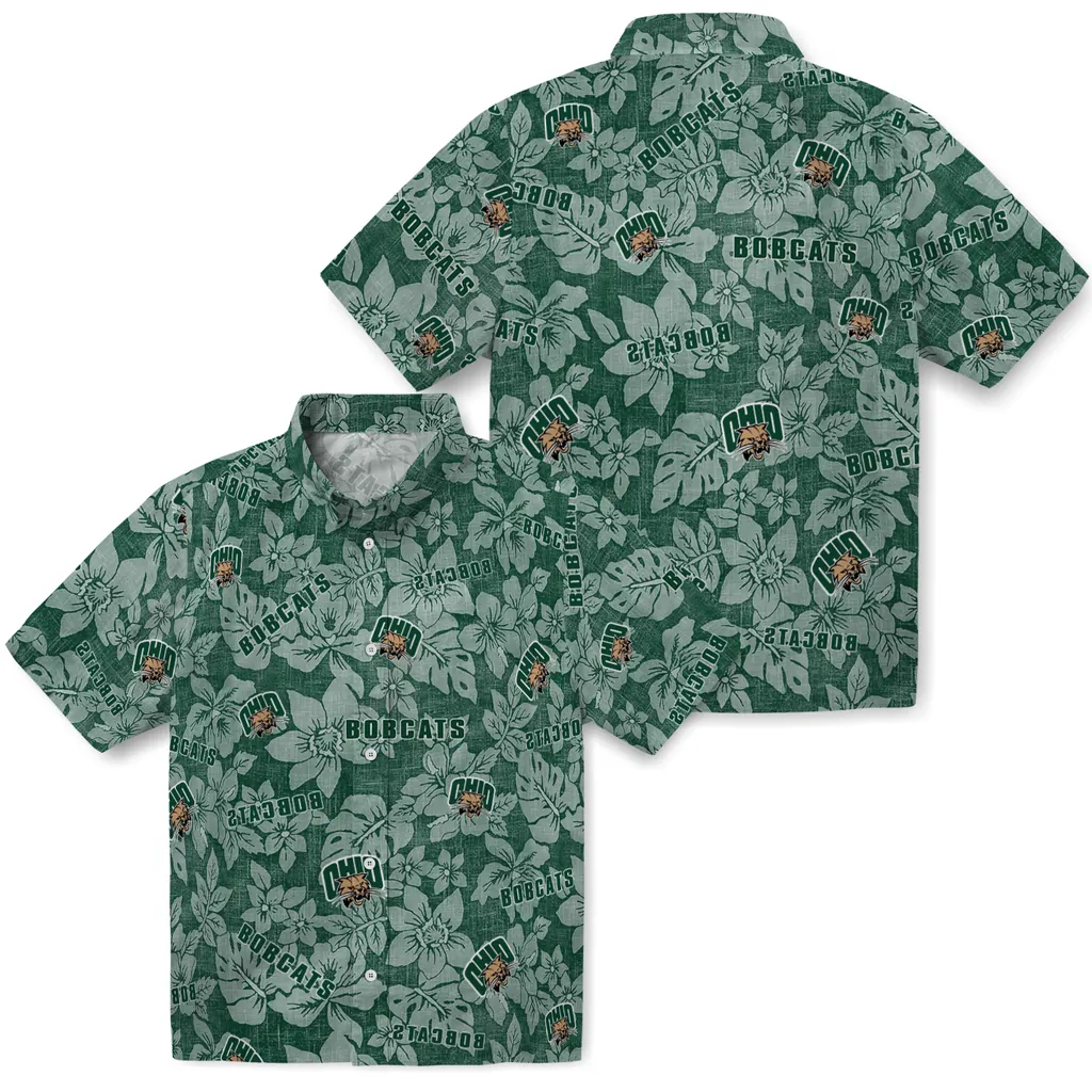 Ohio Bobcats Hawaiian Shirt - Hibiscus Oasis ohio bobcats hibiscus oasis green hawaiian shirts high quality