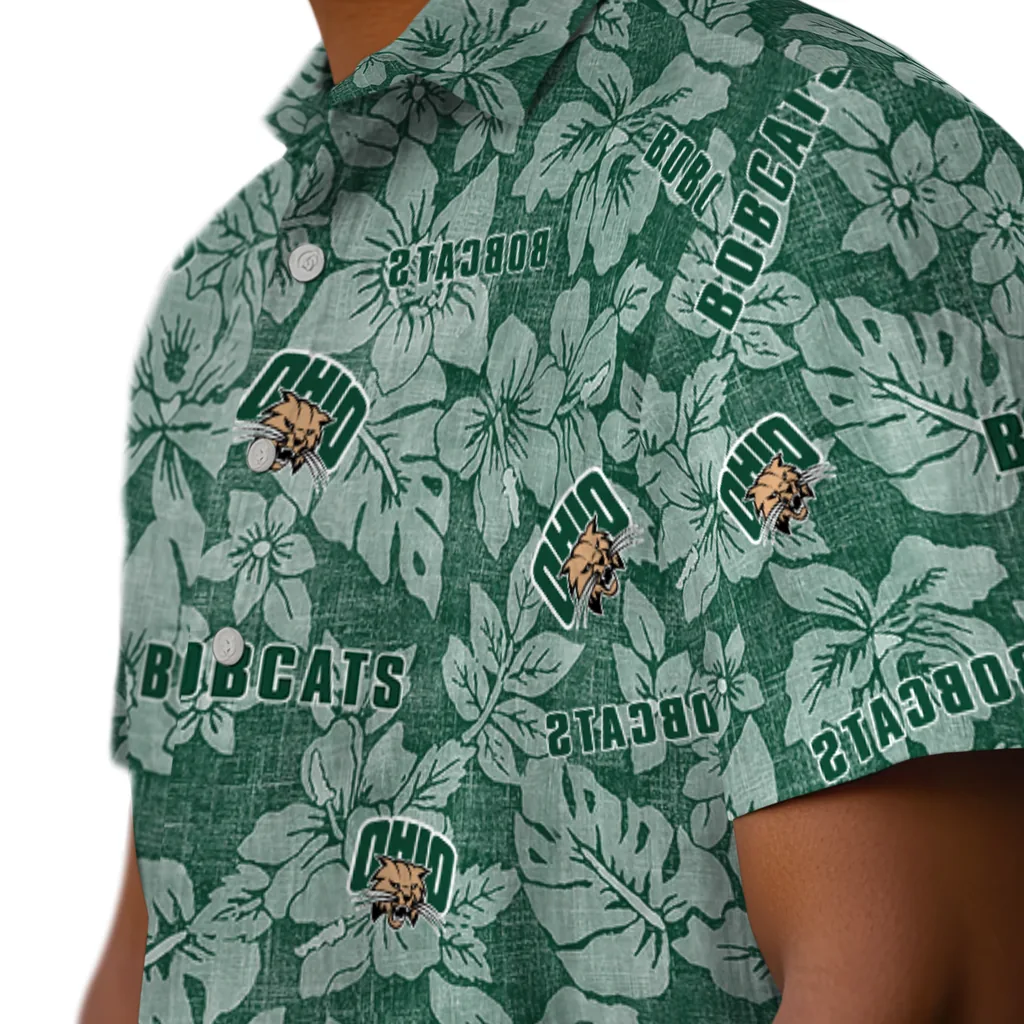Ohio Bobcats Hawaiian Shirt - Hibiscus Oasis ohio bobcats hibiscus oasis green hawaiian shirts trendy