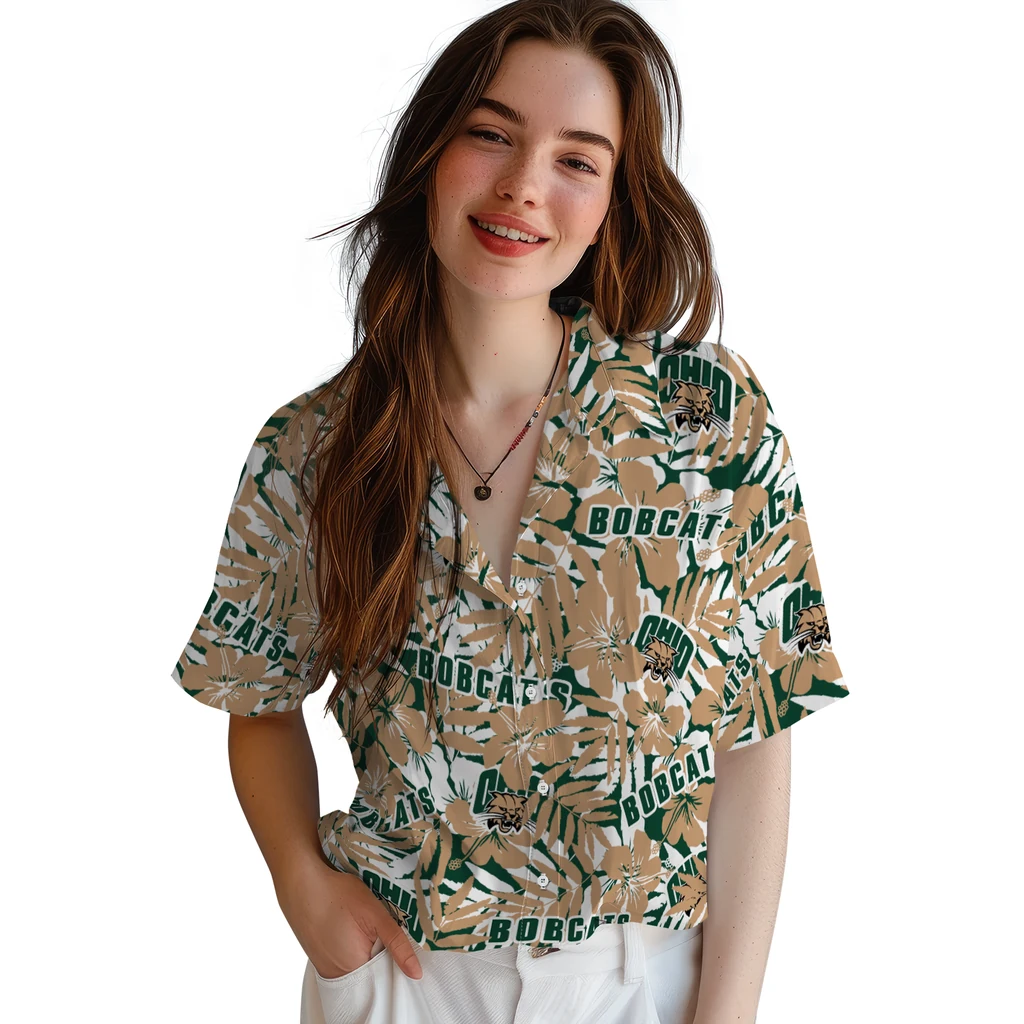 Ohio Bobcats Hawaiian Shirt - Hibiscus Overlay ohio bobcats hibiscus overlay hawaiian shirts latest model