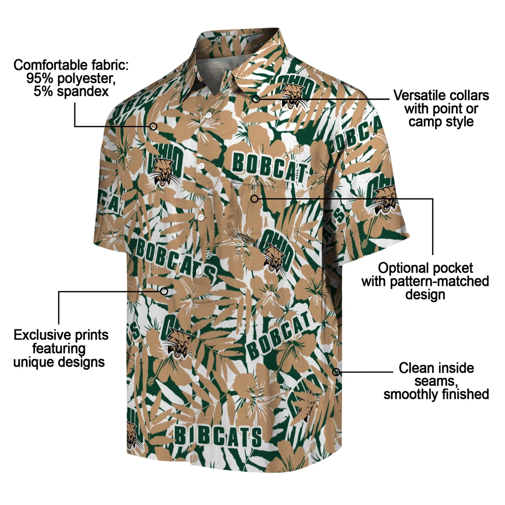 Ohio Bobcats Hawaiian Shirt - Hibiscus Overlay ohio bobcats hibiscus overlay hawaiian shirts new arrival