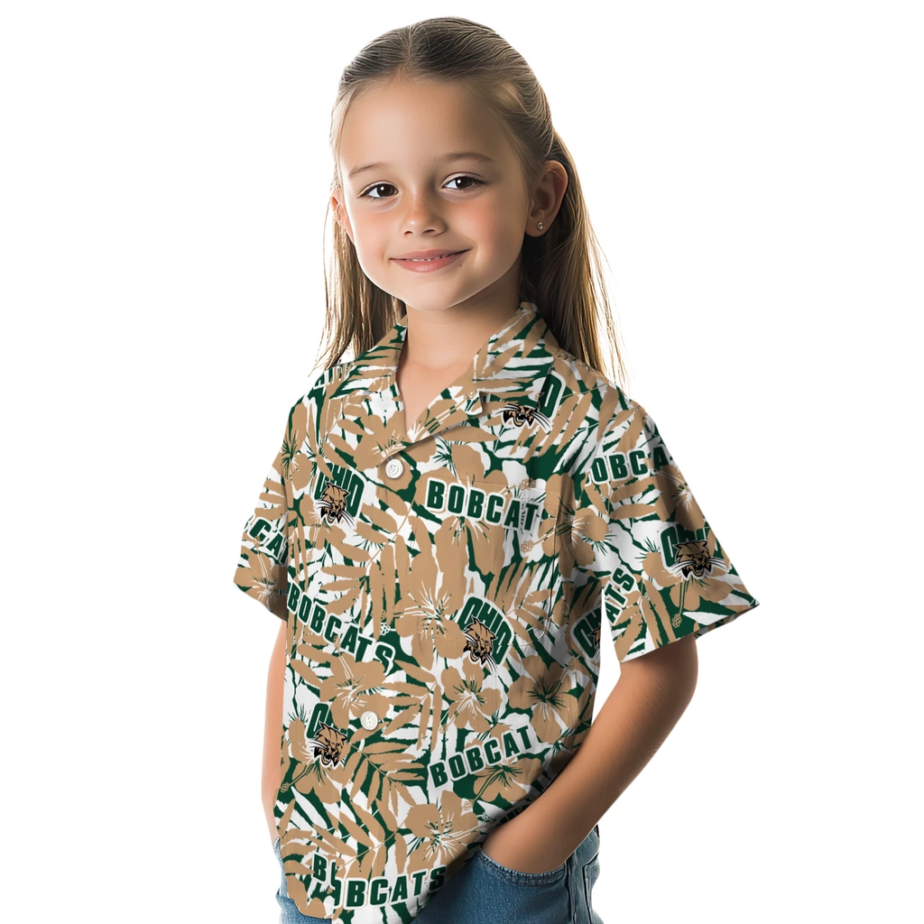 Ohio Bobcats Hawaiian Shirt - Hibiscus Overlay ohio bobcats hibiscus overlay hawaiian shirts premium grade
